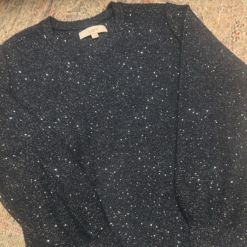 LOFT Shimmer Sweater Navy Size Large - Picture 5 of 5